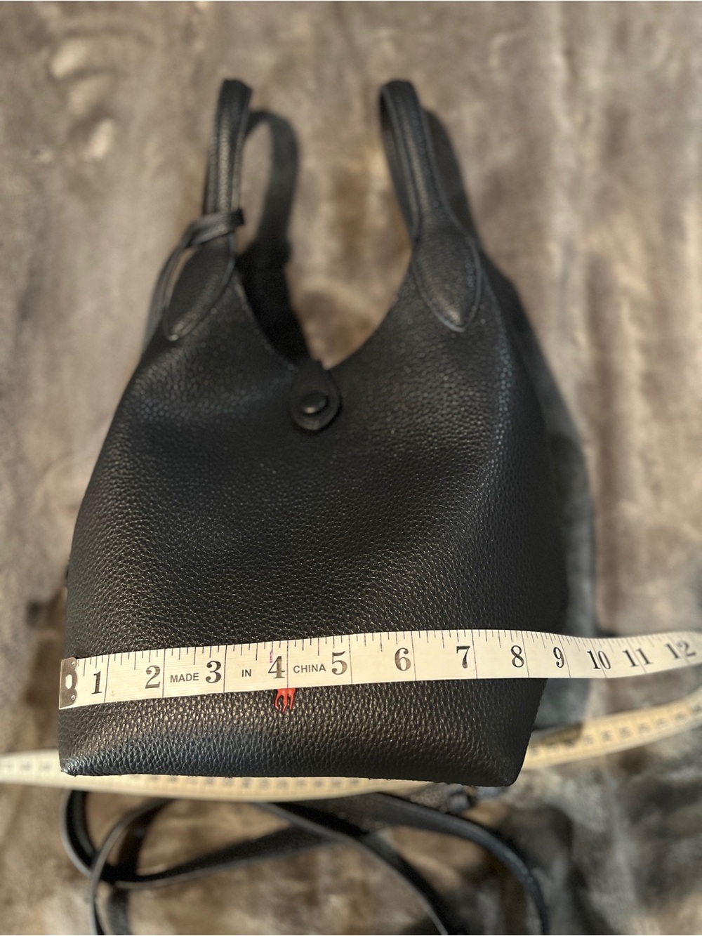 Ralph Lauren navy blue Pebbled Leather Tote with Small Red Pony - Picture 5 of 6
